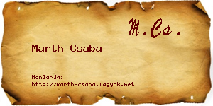 Marth Csaba névjegykártya